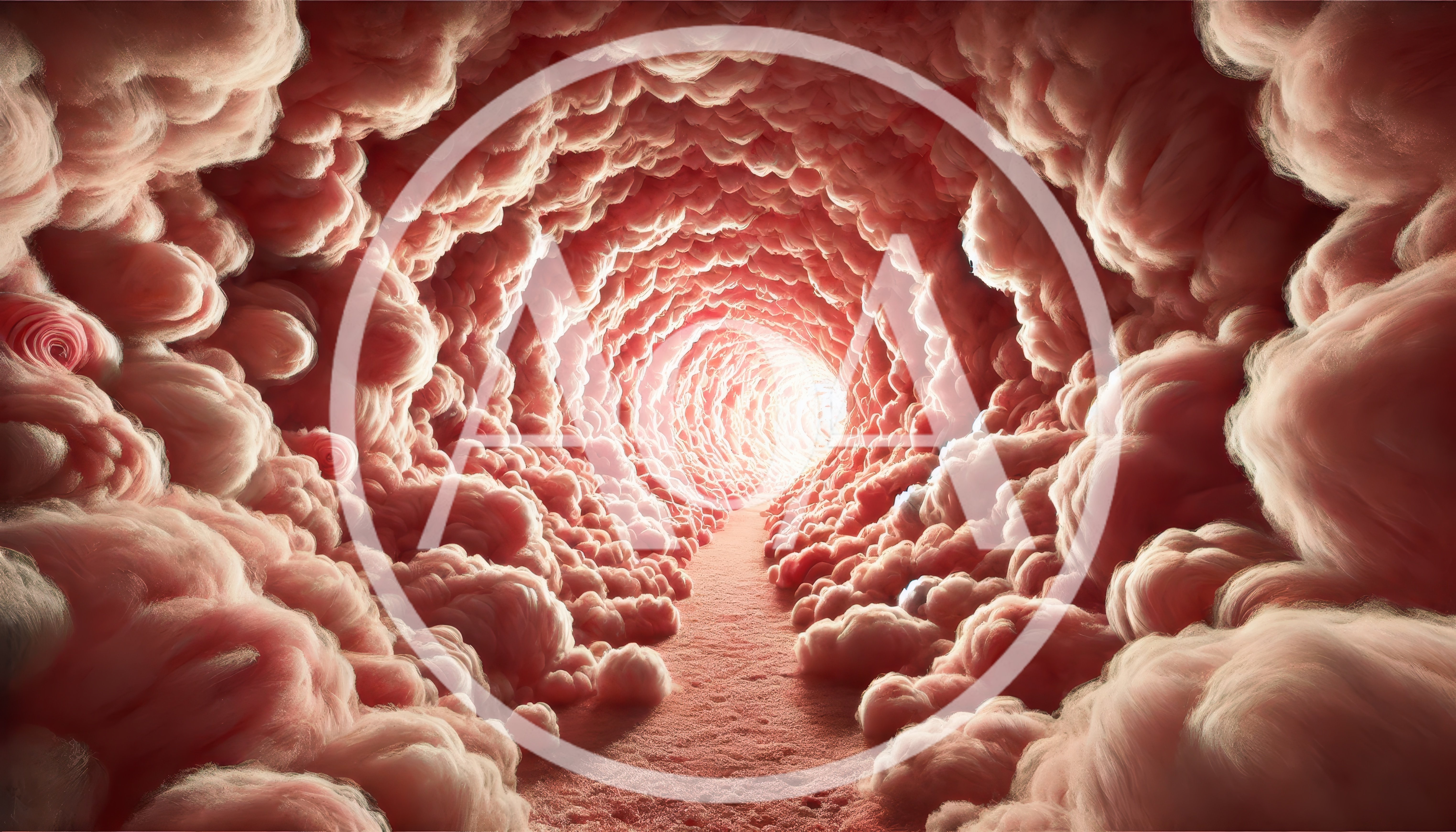 Surreal Tunnel Through Soft Pink Biological Tissue