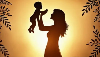 Silhouette Of A Mother Lifting Her Baby