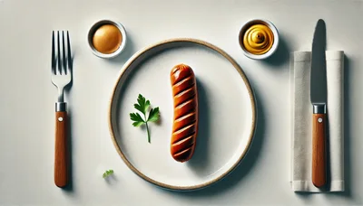 Grilled Sausage Served on a Plate with Mustard