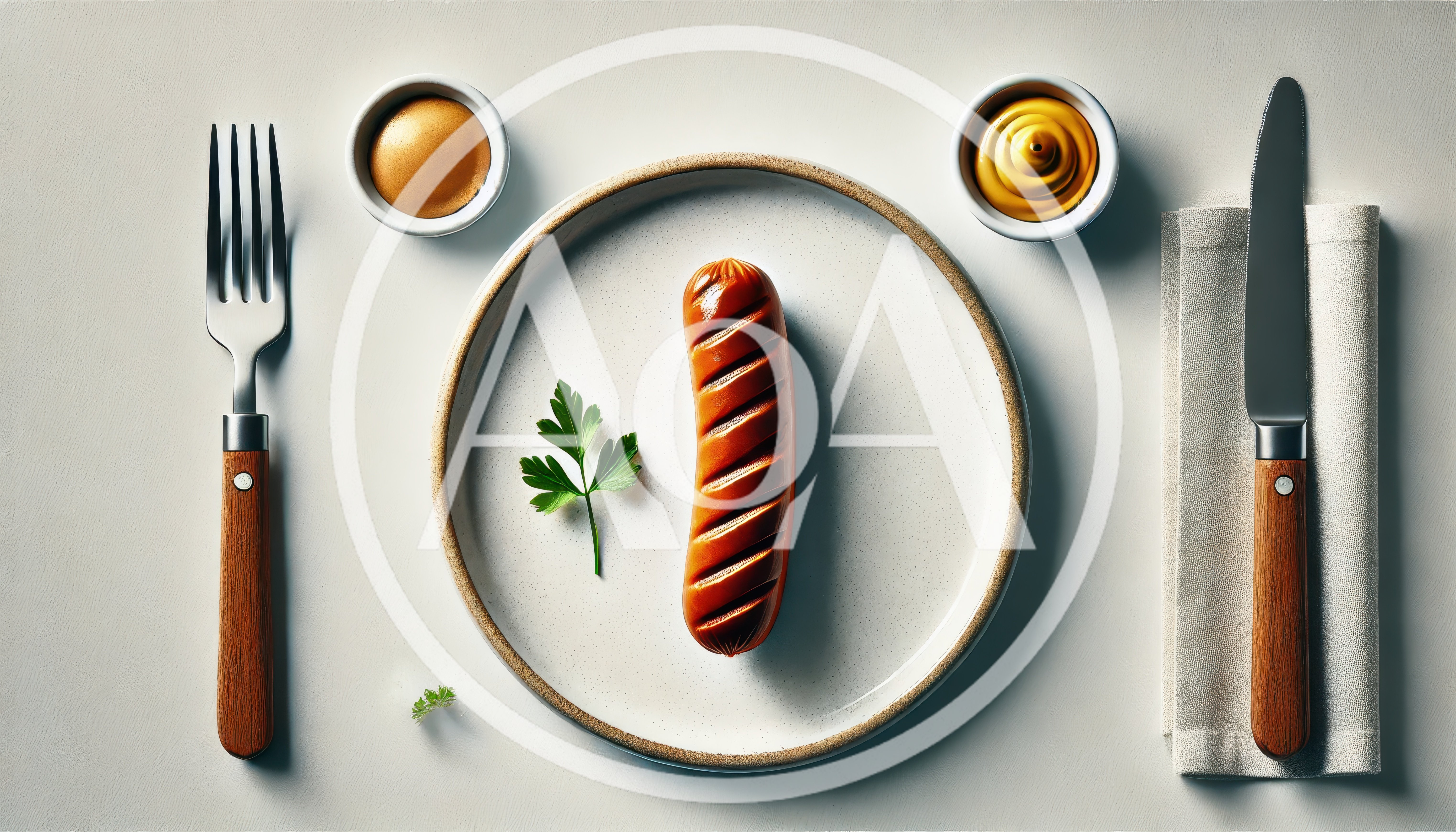Grilled Sausage Served on a Plate with Mustard