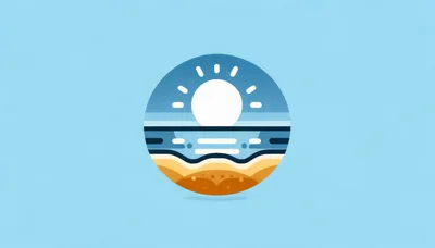 Minimalist Flat Vector Illustration Of A Beach Sunset
