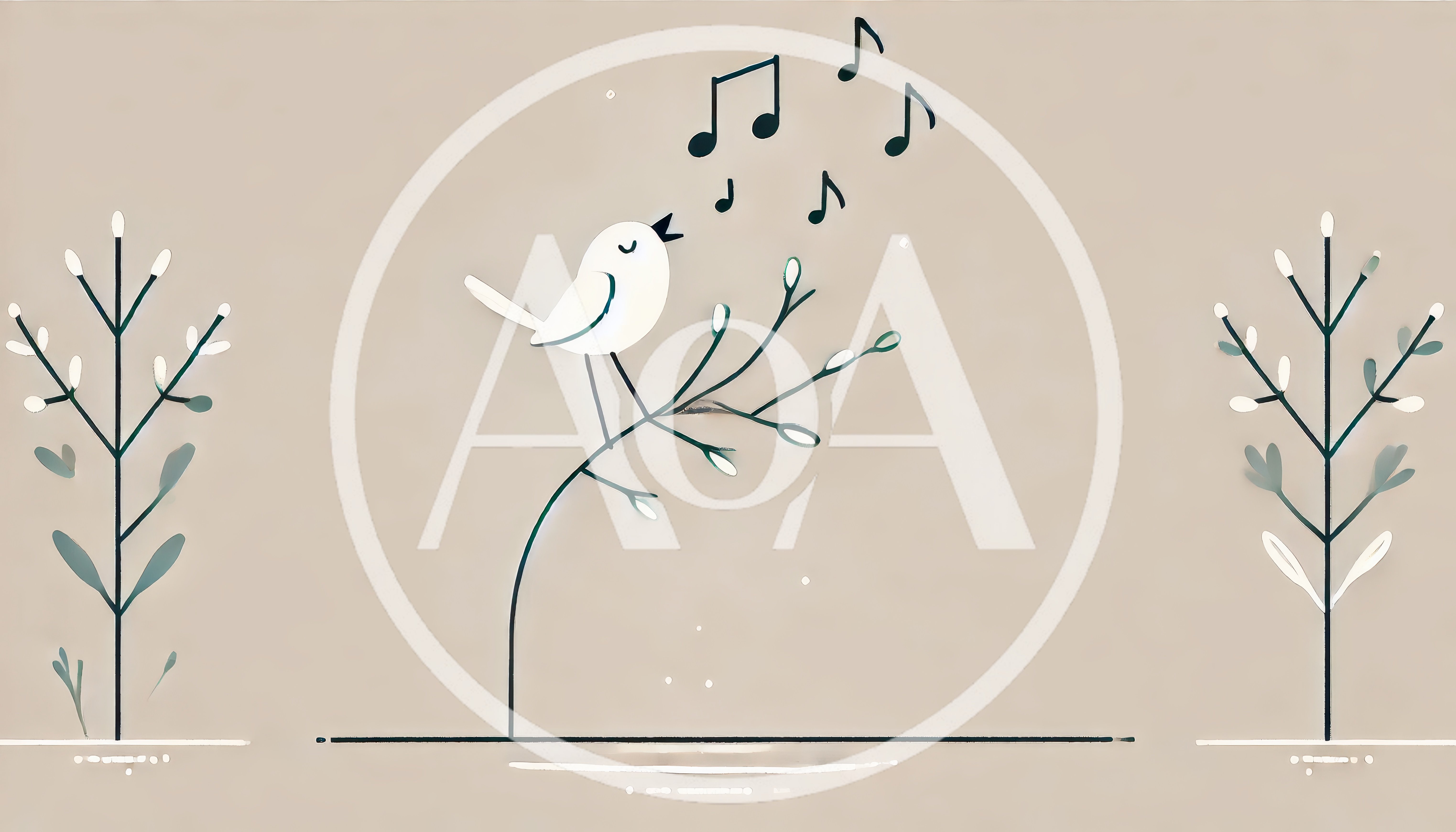 Minimalist Illustration Of A Singing Bird On A Branch