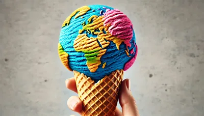 Hand Holding A Globe Shaped Ice Cream Cone