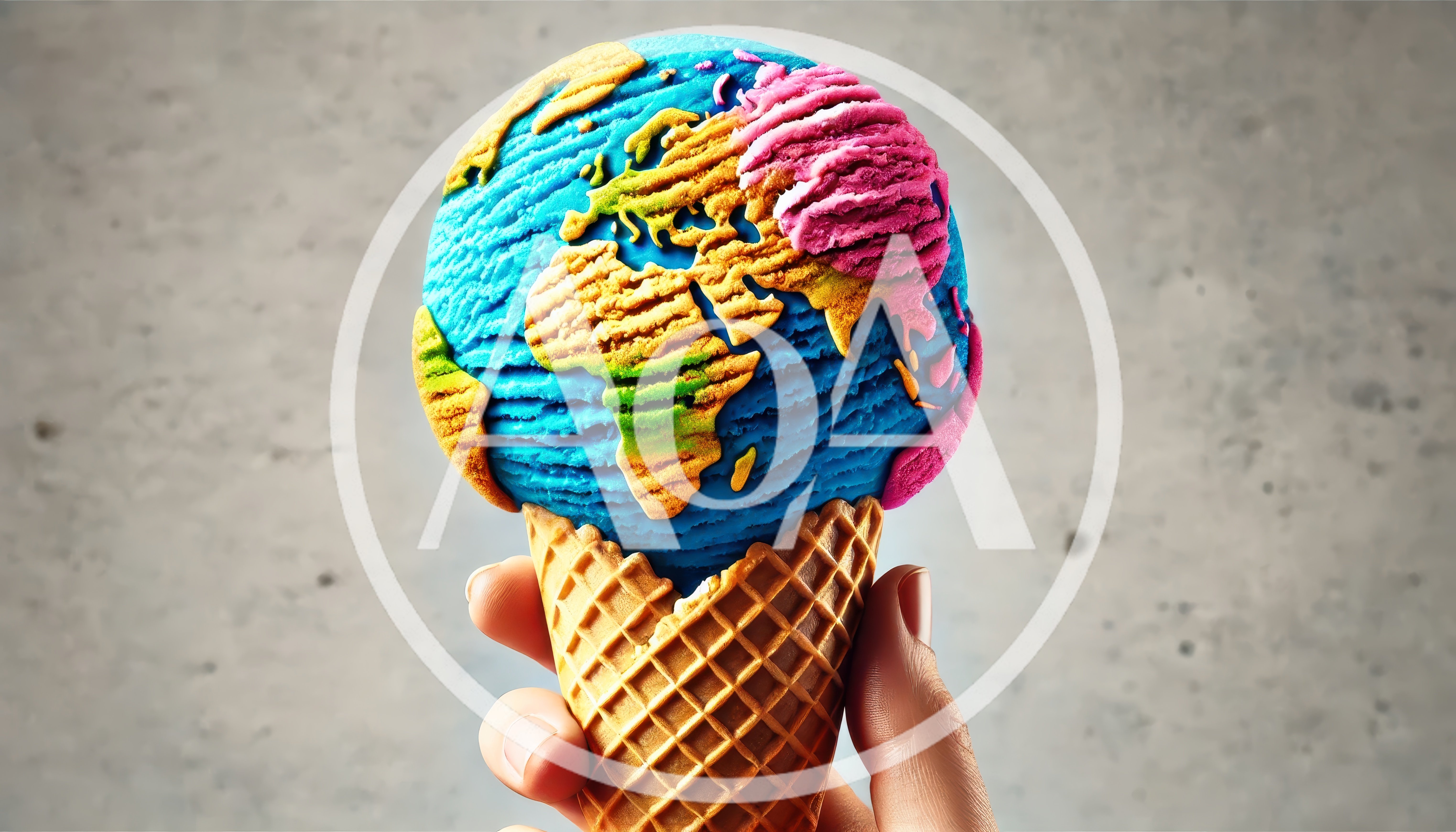 Hand Holding A Globe Shaped Ice Cream Cone