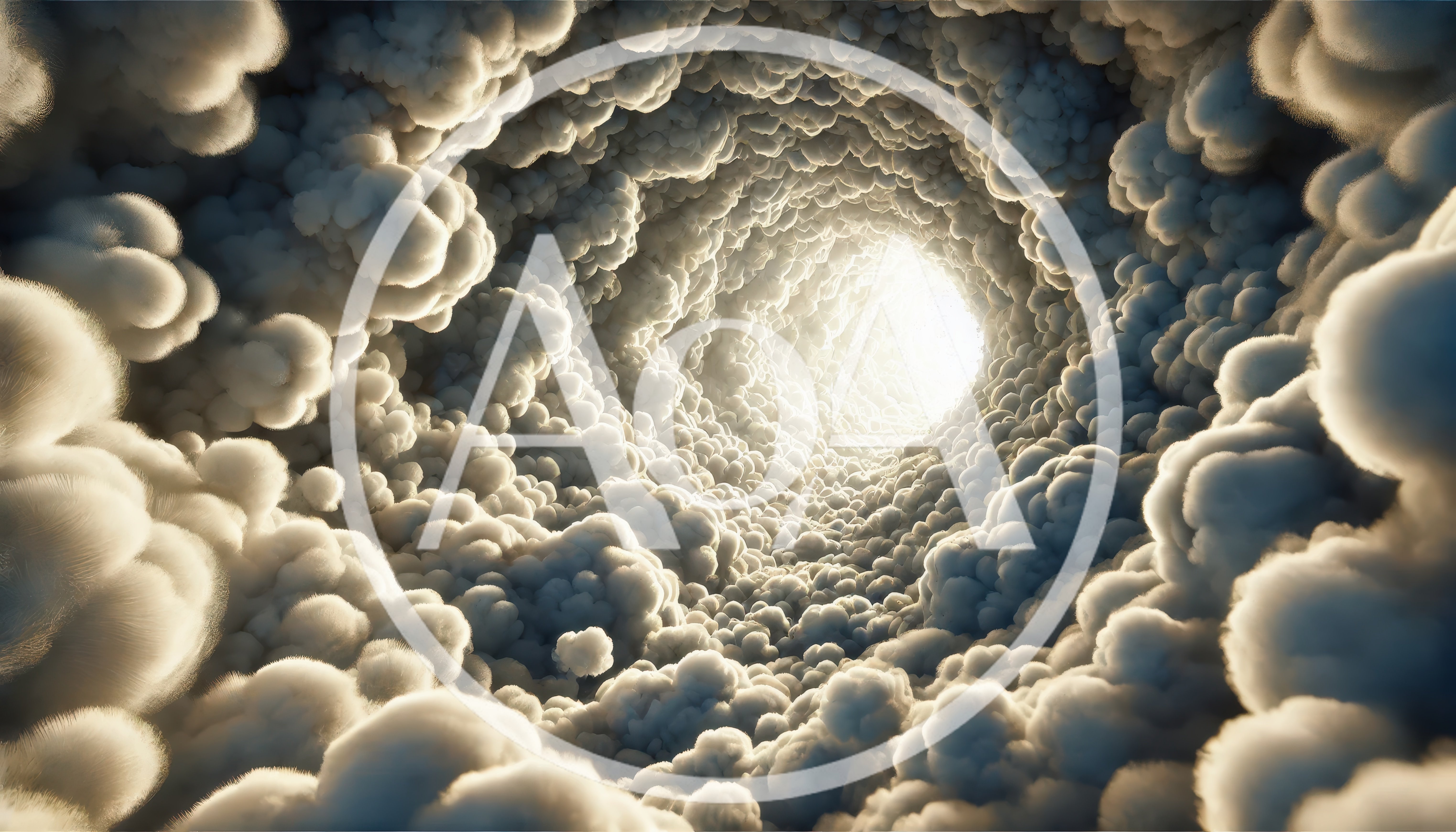 Abstract Tunnel Through Dense White Clouds