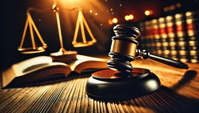 Gavel And Scales Of Justice On Legal Desk