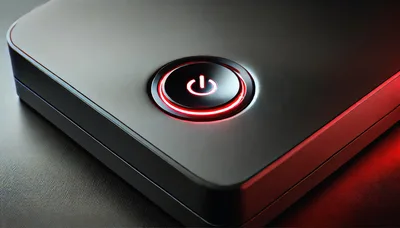 Close Up Of A Glowing Red Power Button
