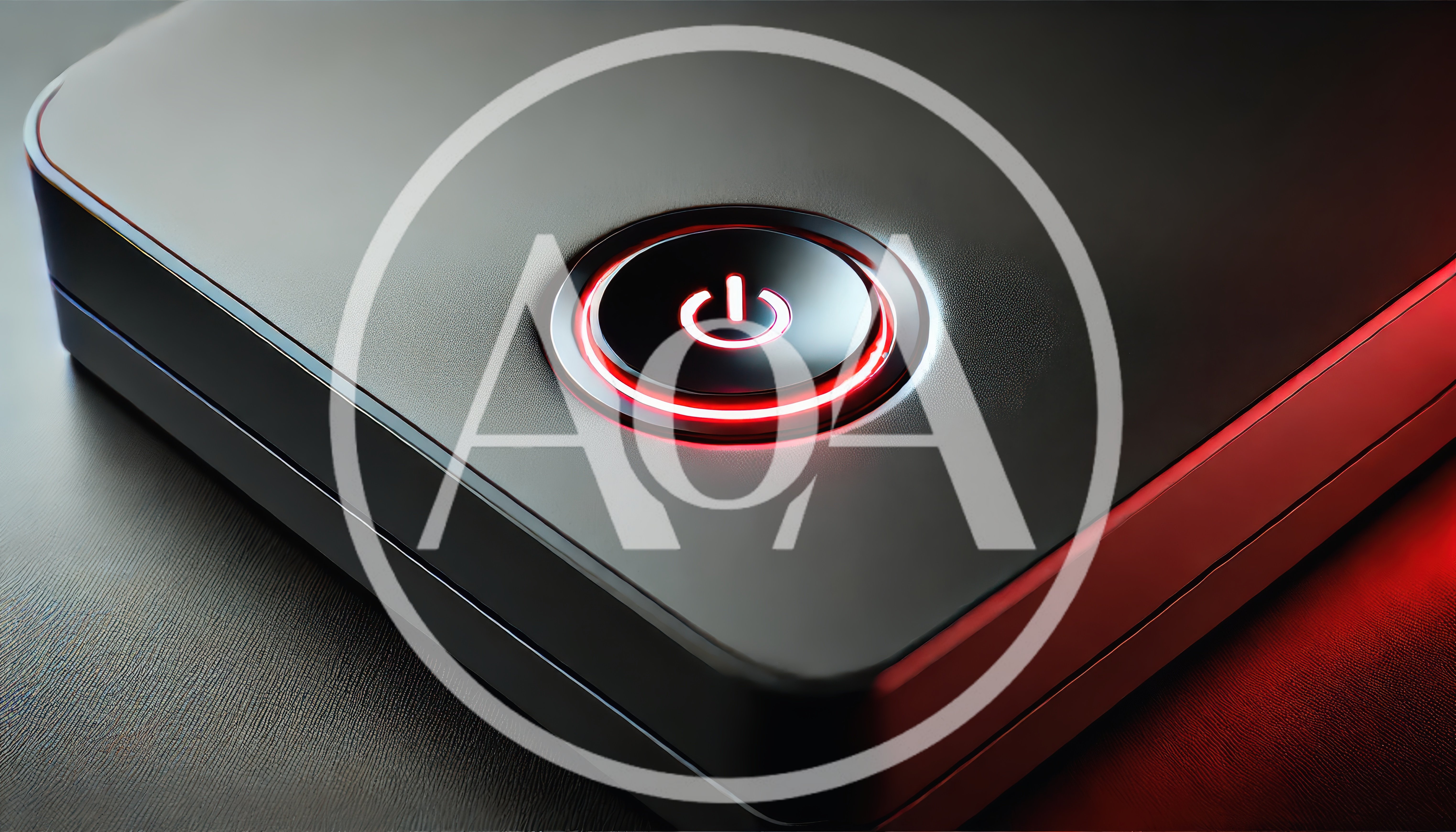 Close Up Of A Glowing Red Power Button