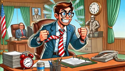 Frustrated Businessman Screaming in an Office Setting