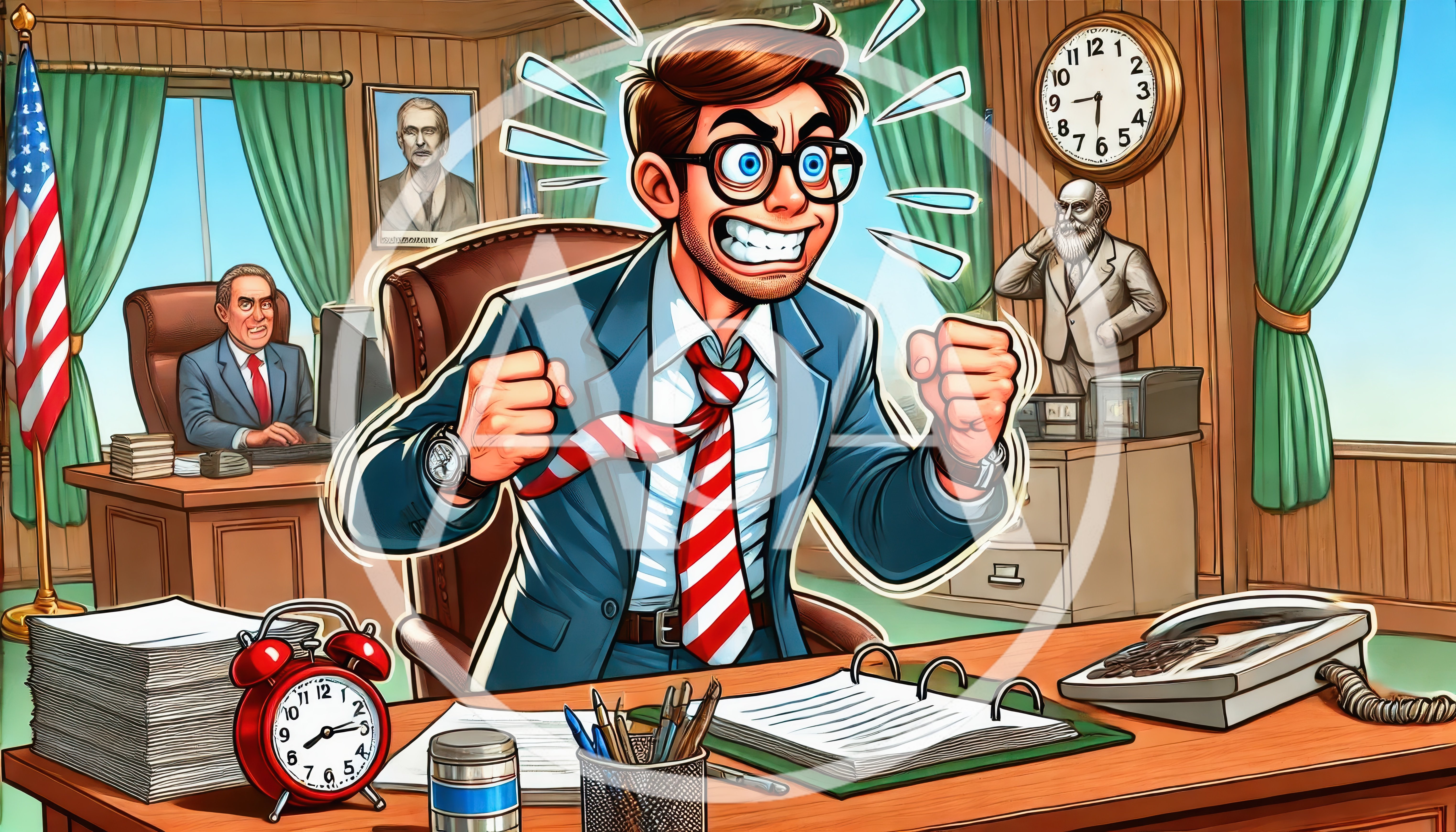 Frustrated Businessman Screaming in an Office Setting