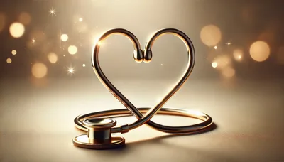 Golden Stethoscope Shaped Into A Heart