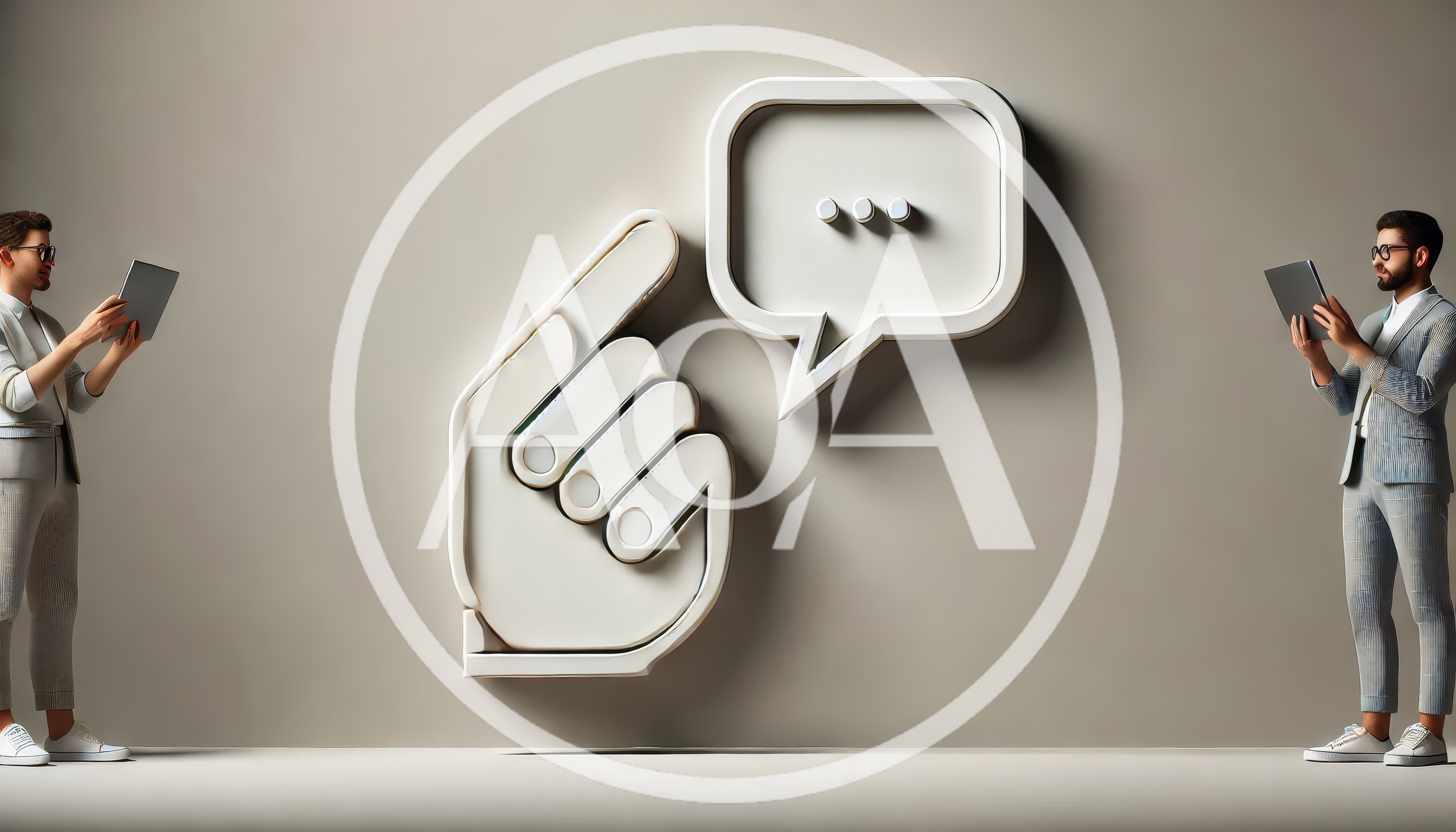 Business Professionals Interacting With Digital Communication Icons