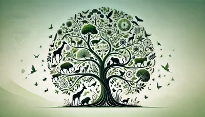 Stylized Tree Of Life With Animal Silhouettes