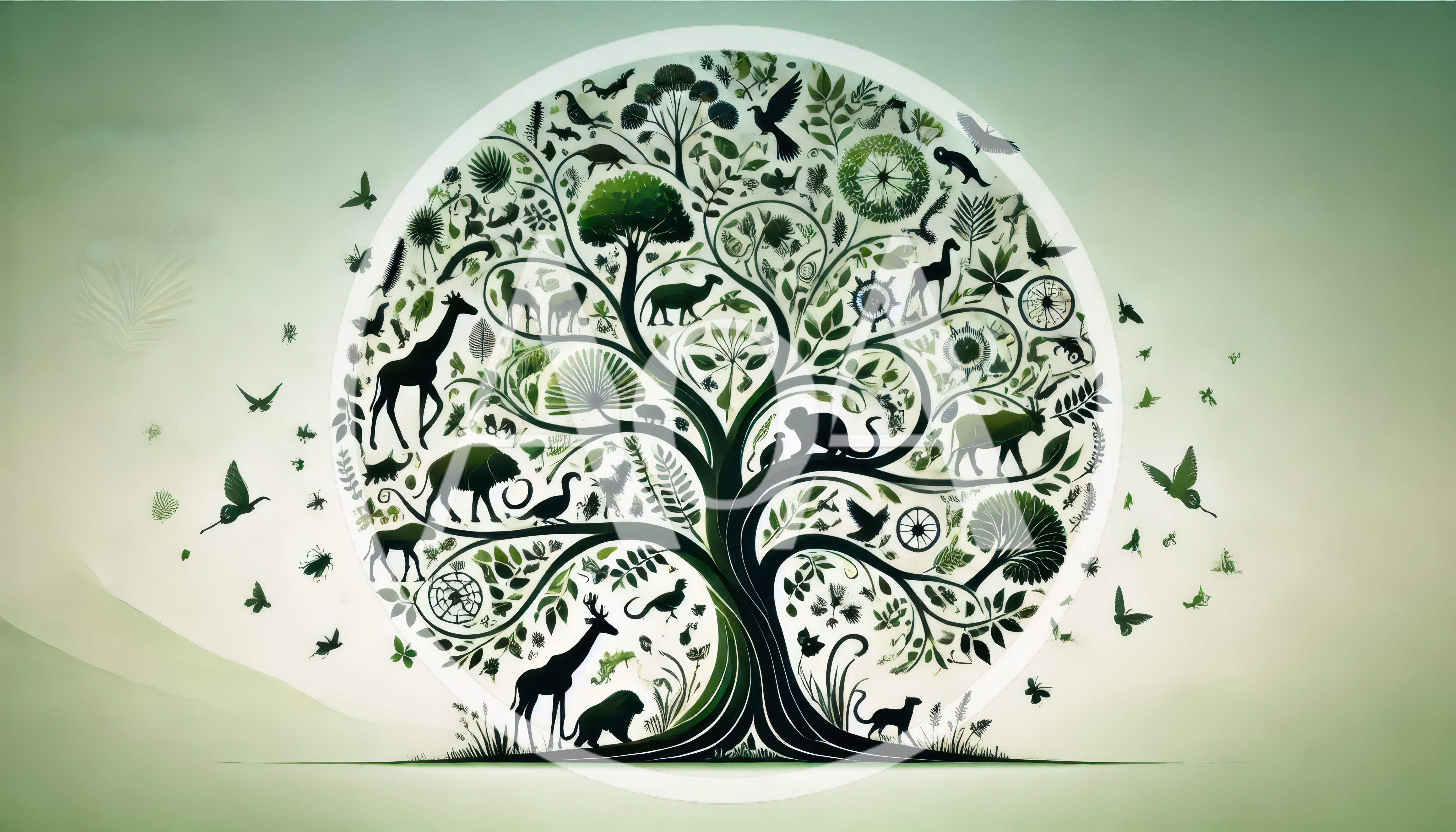 Stylized Tree Of Life With Animal Silhouettes