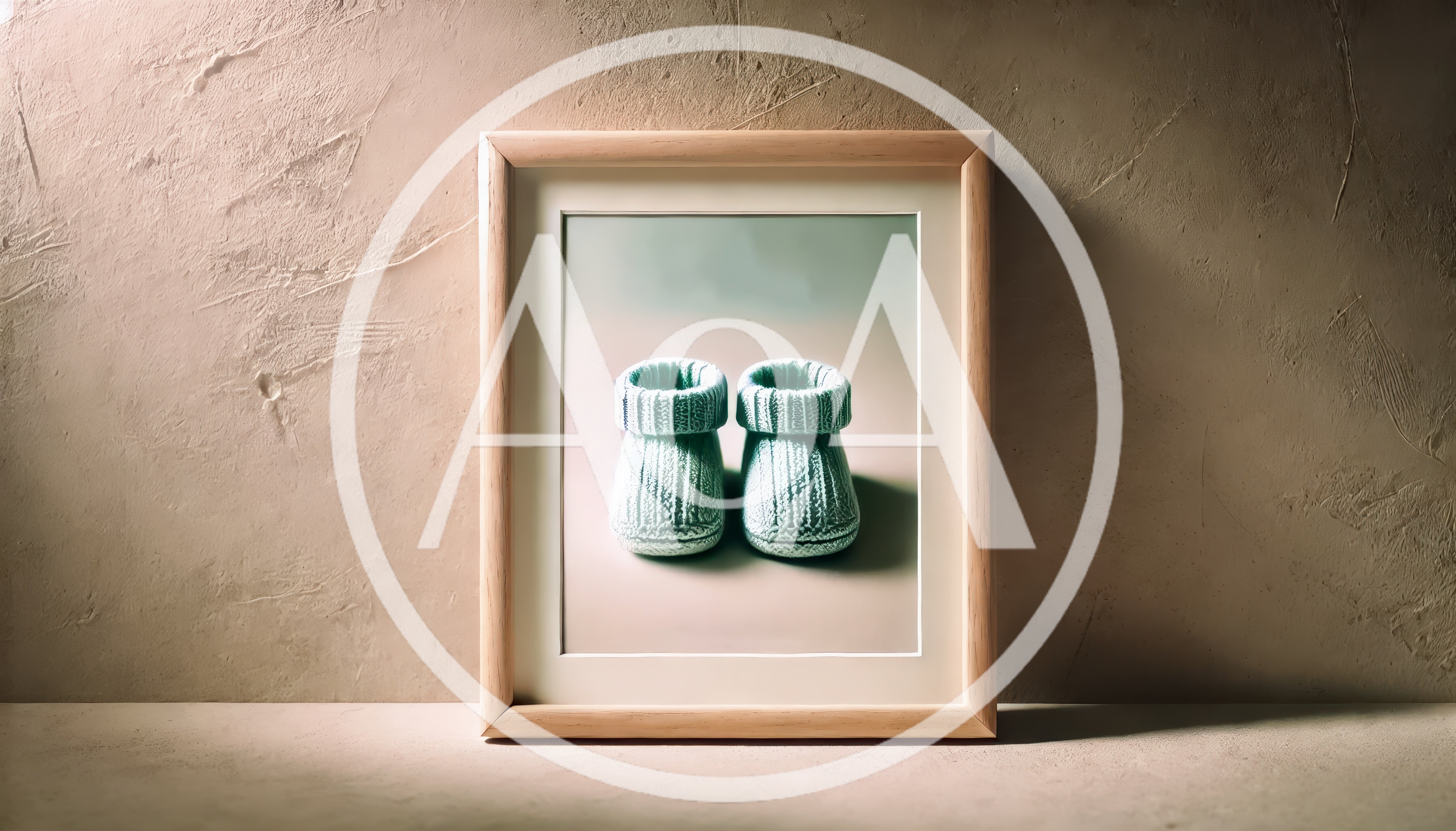 Framed Picture Of Knitted Baby Booties