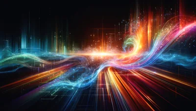 Abstract Digital Data Flow With Glowing Light Trails