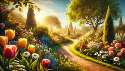 Enchanting Garden Path At Golden Hour