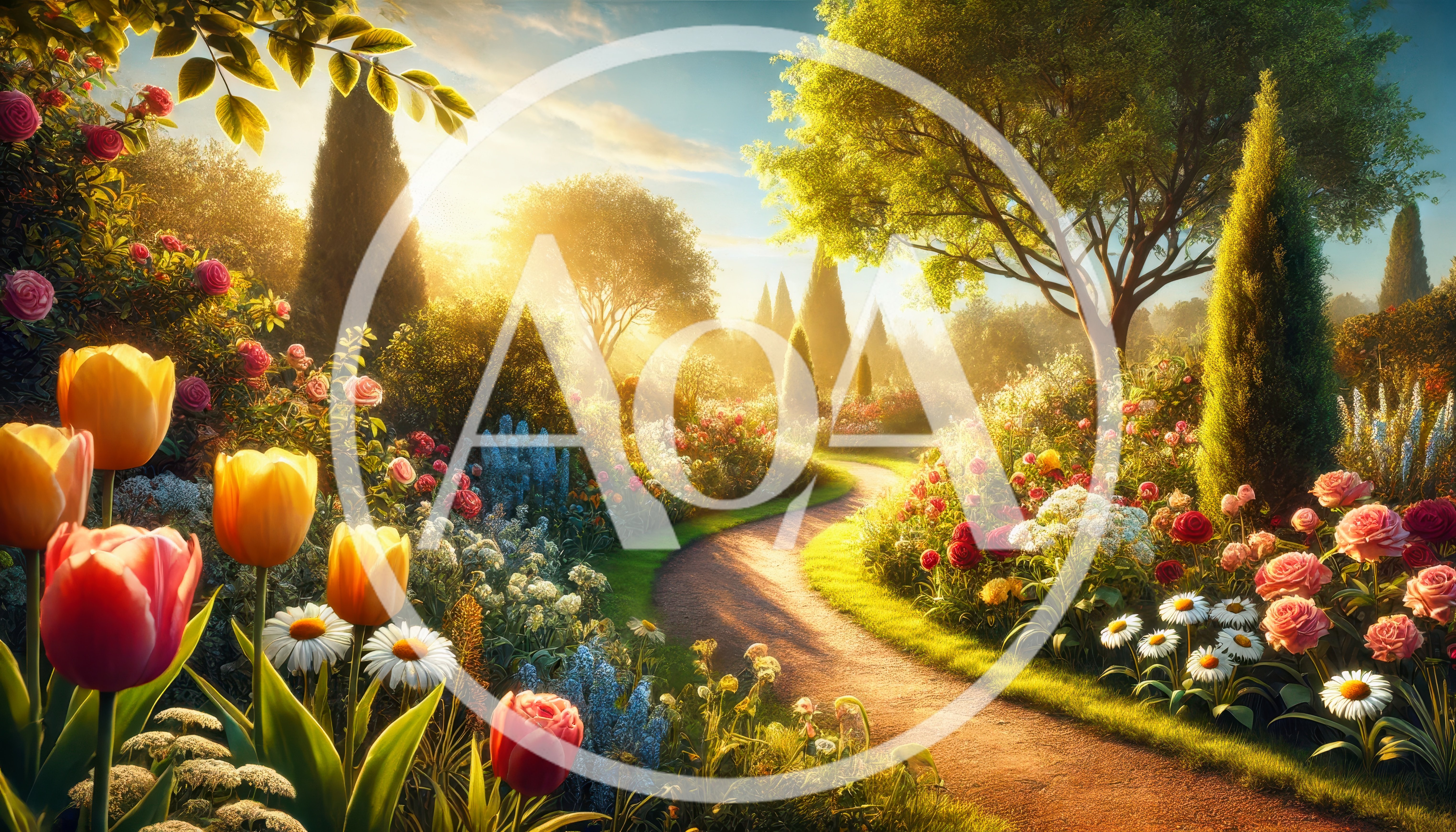 Enchanting Garden Path At Golden Hour