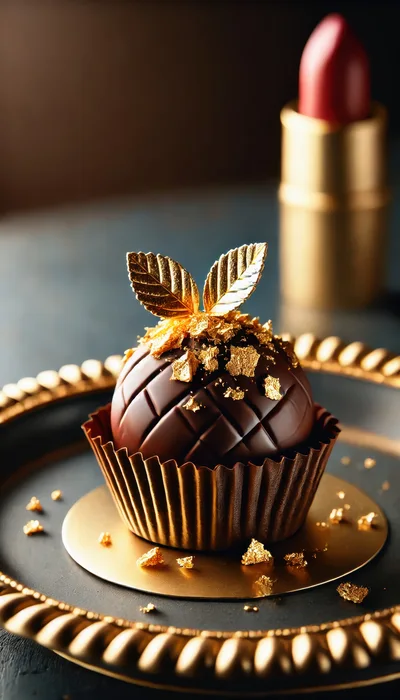 Gourmet Chocolate Truffle With Gold Leaf Decoration