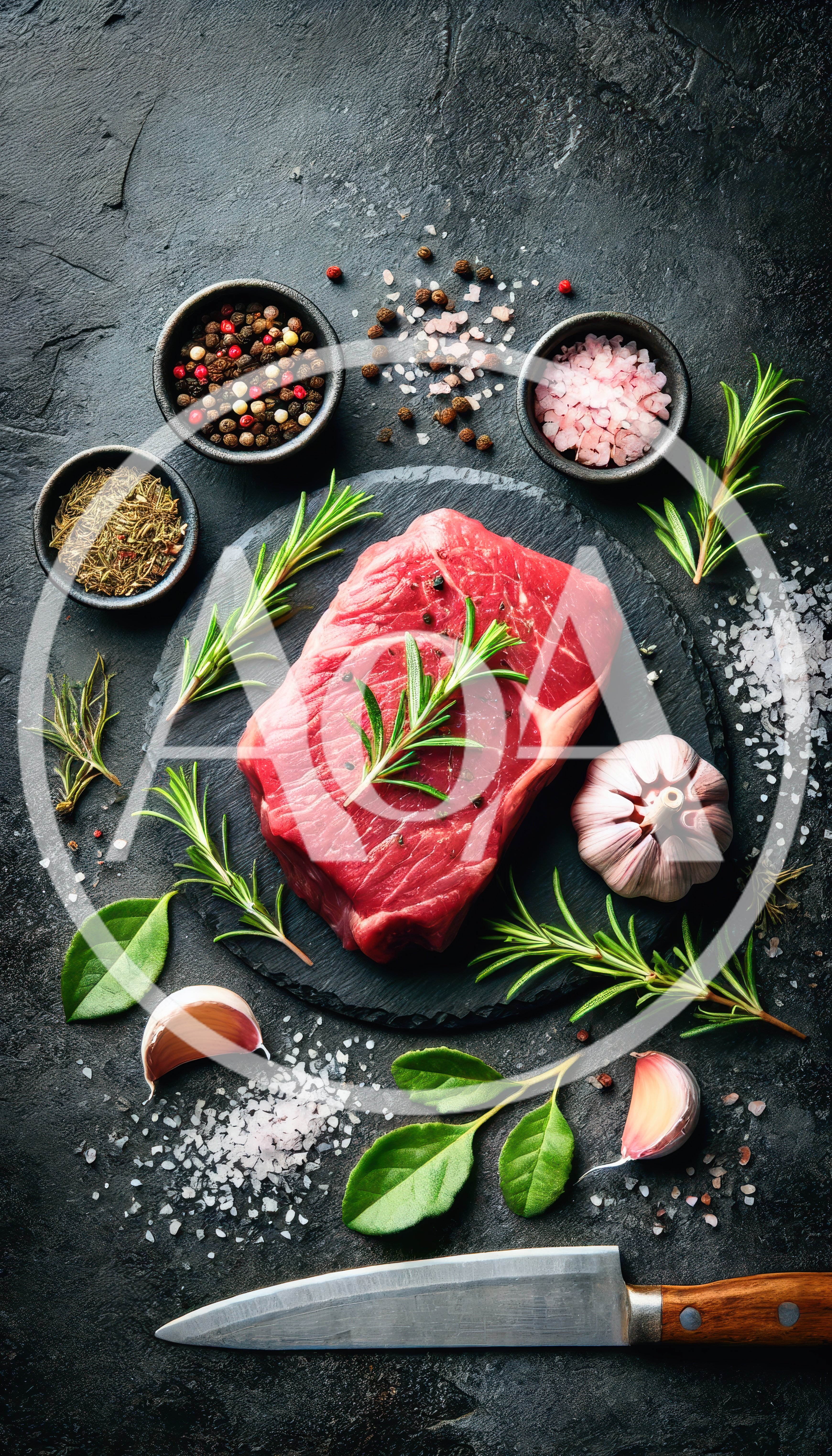 Raw Beef Steak With Herbs And Spices