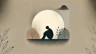 Minimalist Illustration Of A Lonely Person Sitting