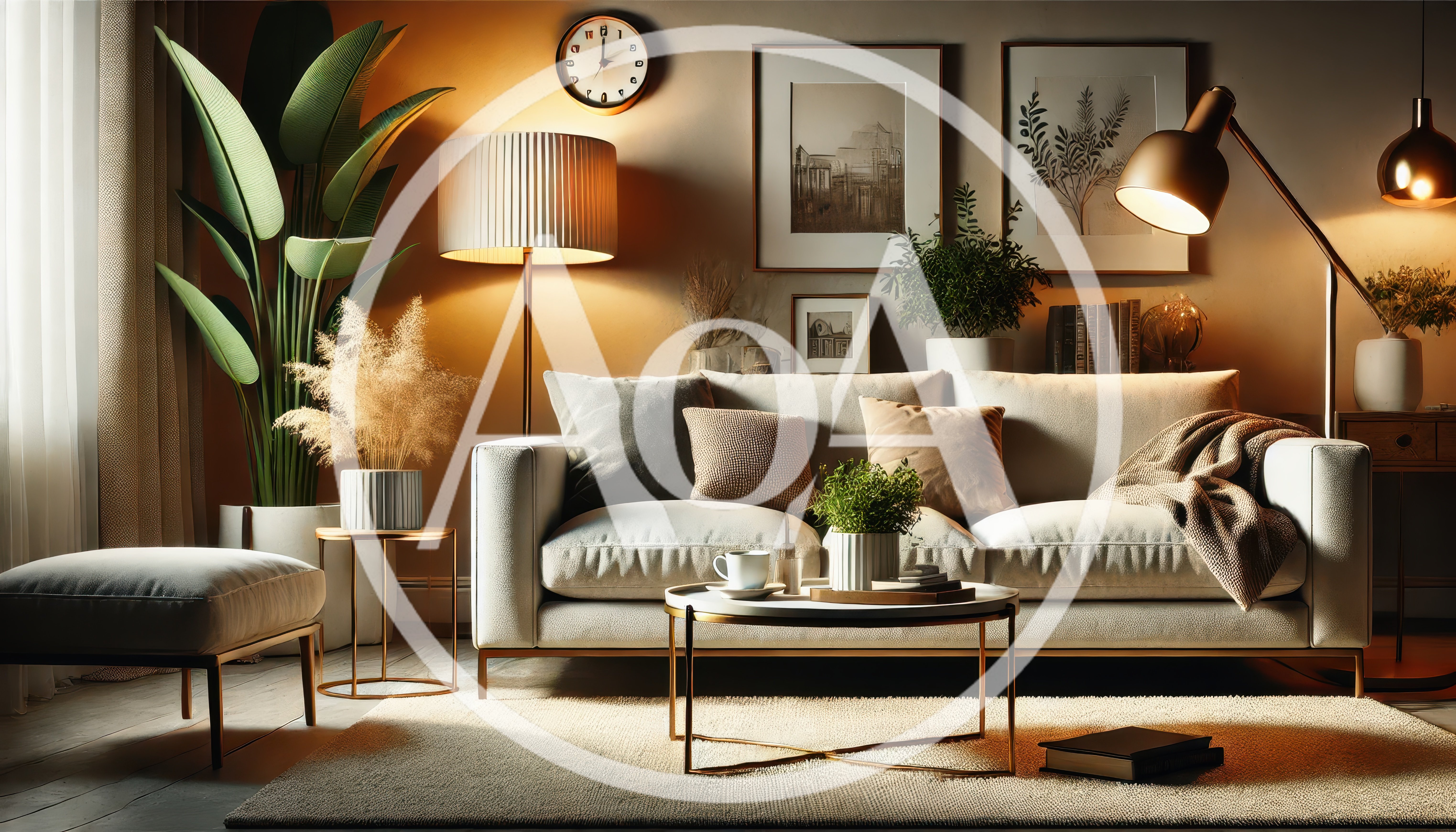 Modern Living Room Interior With Warm Ambient Lighting