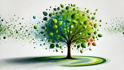 Abstract Digital Tree With Particle Dispersion Effect