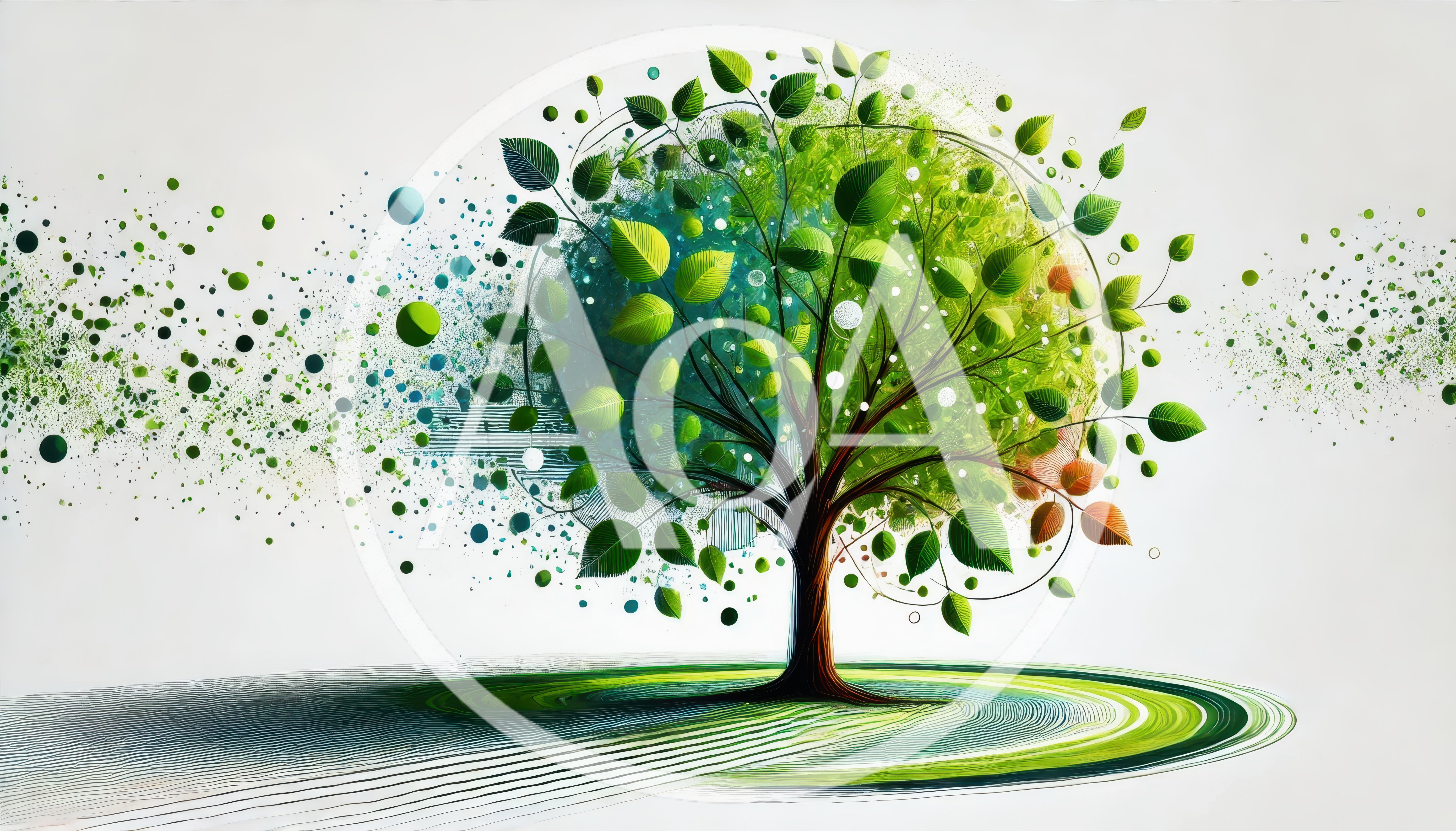 Abstract Digital Tree With Particle Dispersion Effect