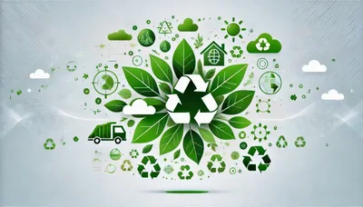 Green Recycling Concept With Leaves And Icons