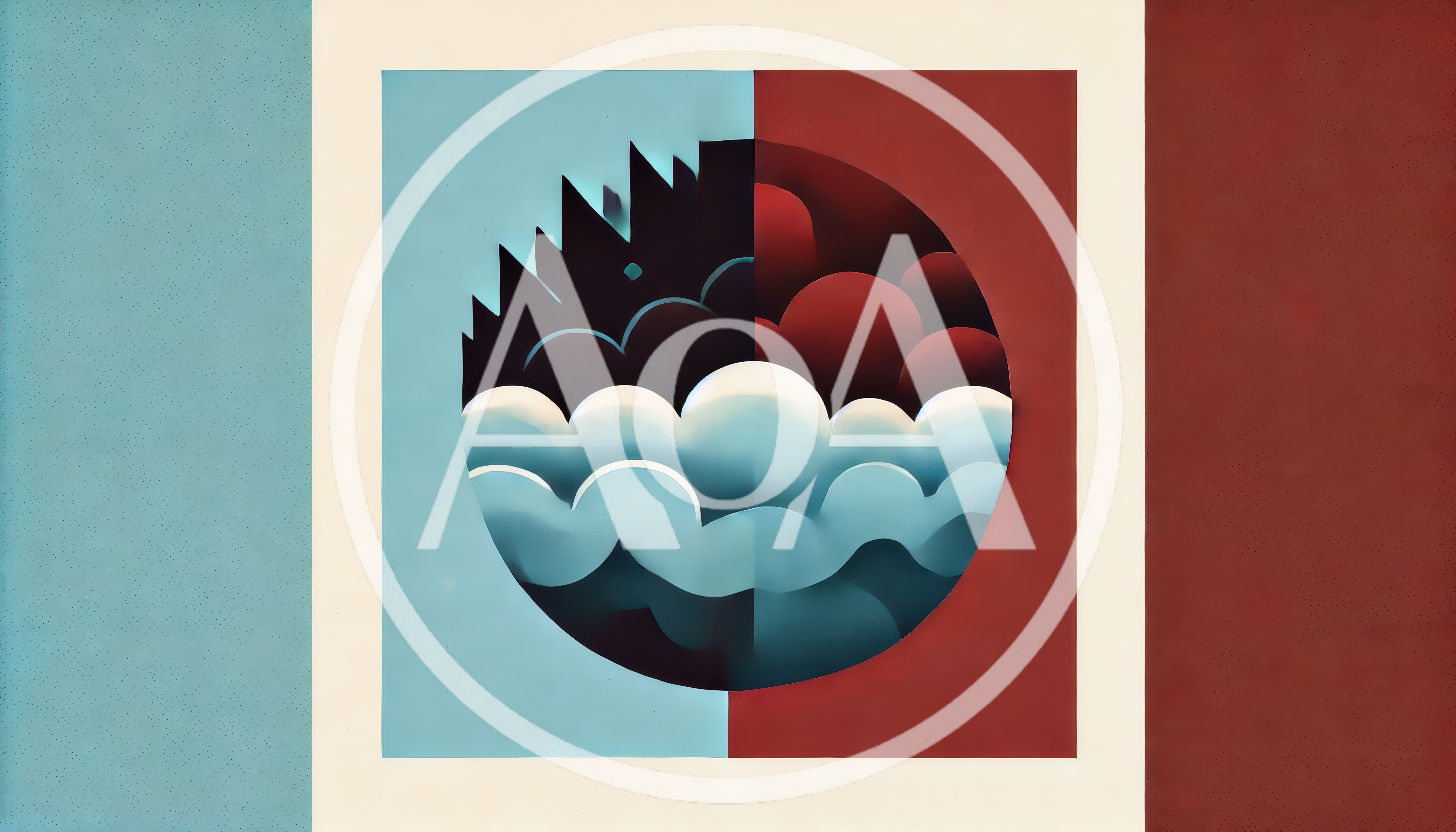 Abstract Geometric Circle With Split Blue And Red Tones