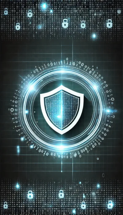 Digital Cybersecurity Shield Concept With Binary Code Background