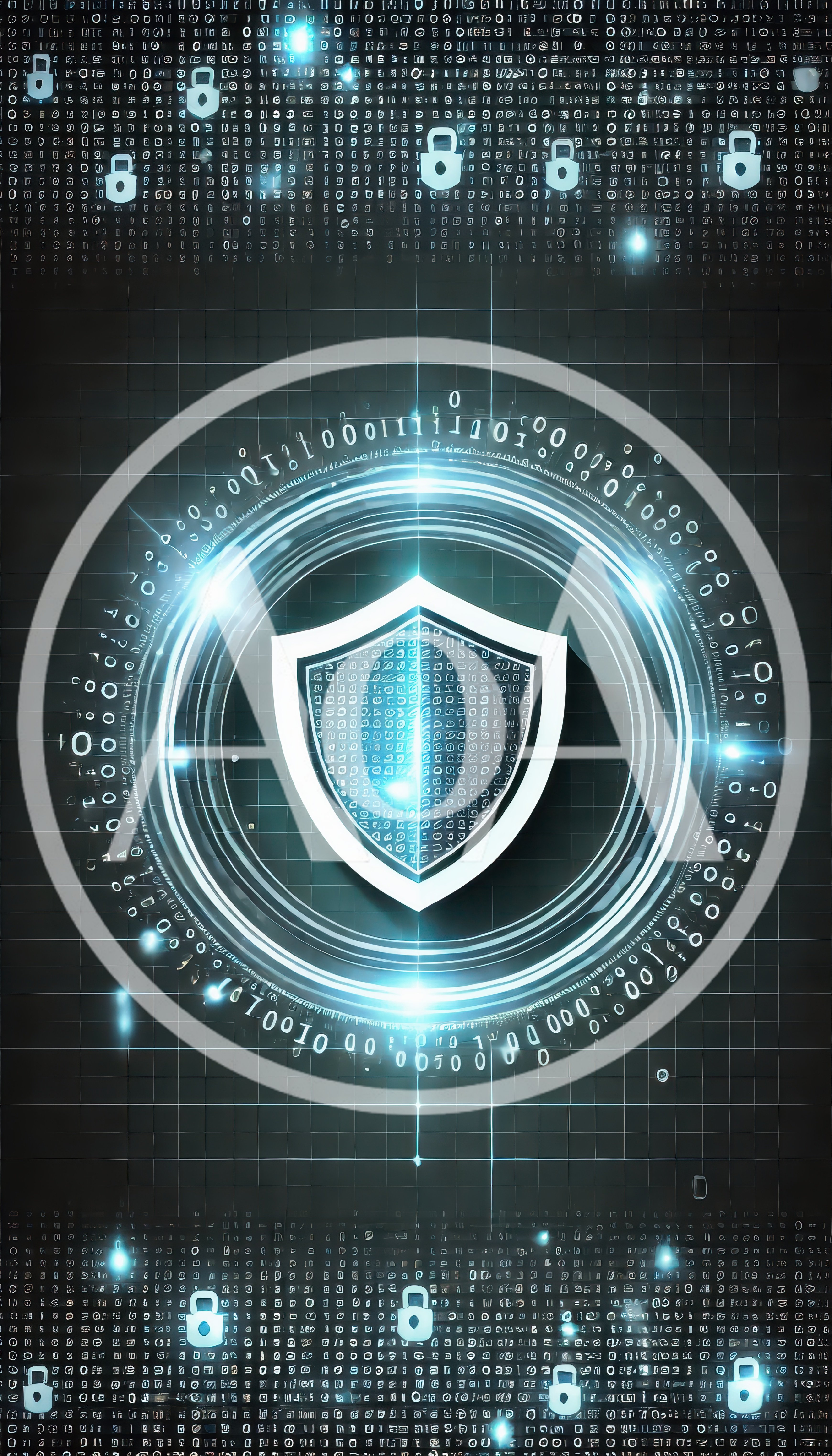 Digital Cybersecurity Shield Concept With Binary Code Background