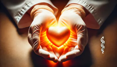 Doctor Holding Glowing Red Heart Symbol