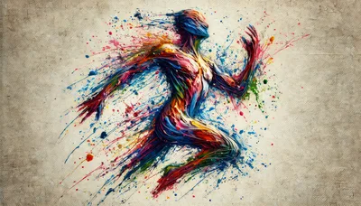 Abstract Colorful Human Figure Running In Motion