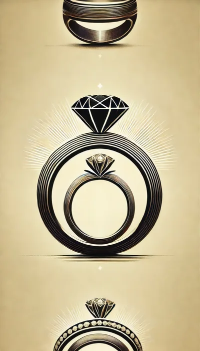 Stylized Minimalist Diamond Ring Illustrations