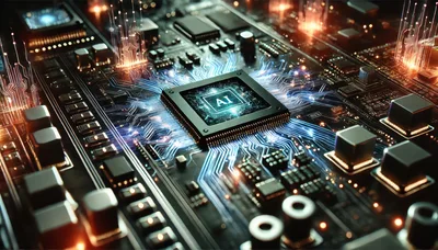 AI Processor Chip on Futuristic Circuit Board