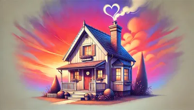 Cozy Cottage House With Heart Shaped Smoke