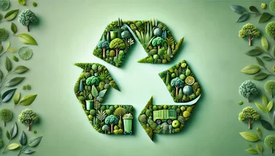 Recycle Symbol Composed Of Lush Green Forest Elements