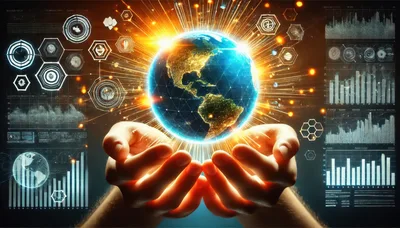Digital Earth Globe Held In Human Hands