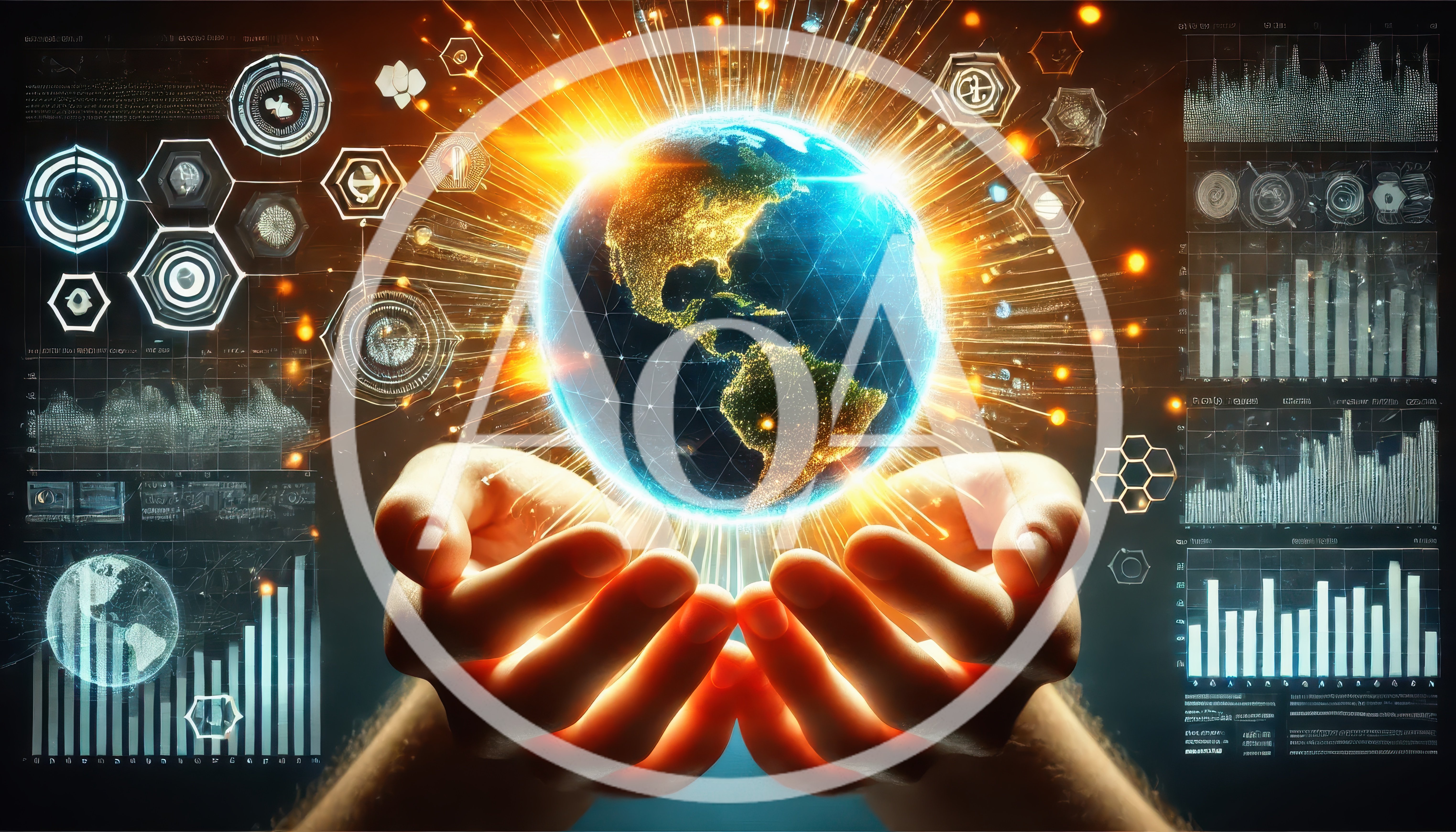 Digital Earth Globe Held In Human Hands