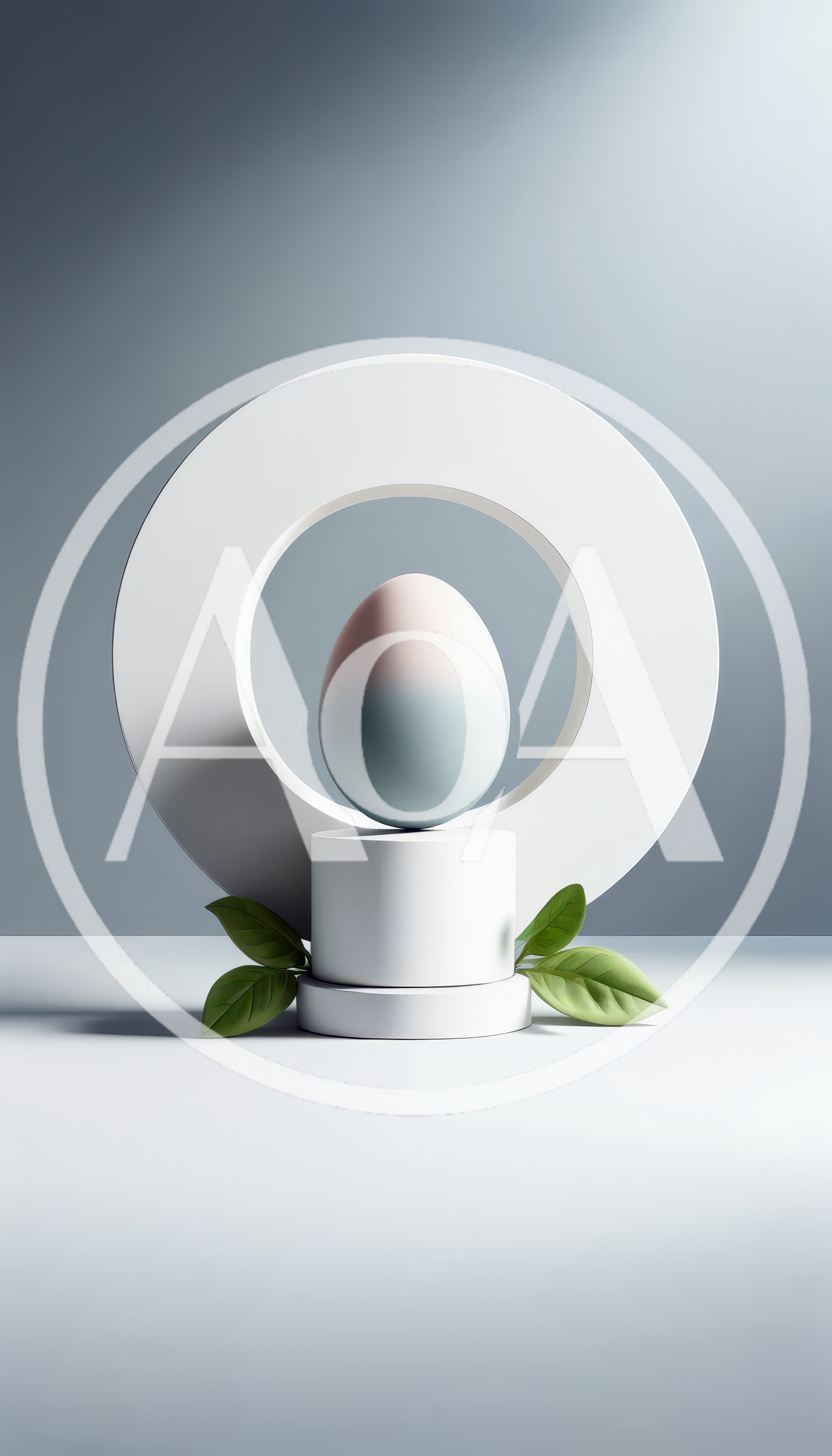 Minimalist Product Display With Pastel Egg And Leaves