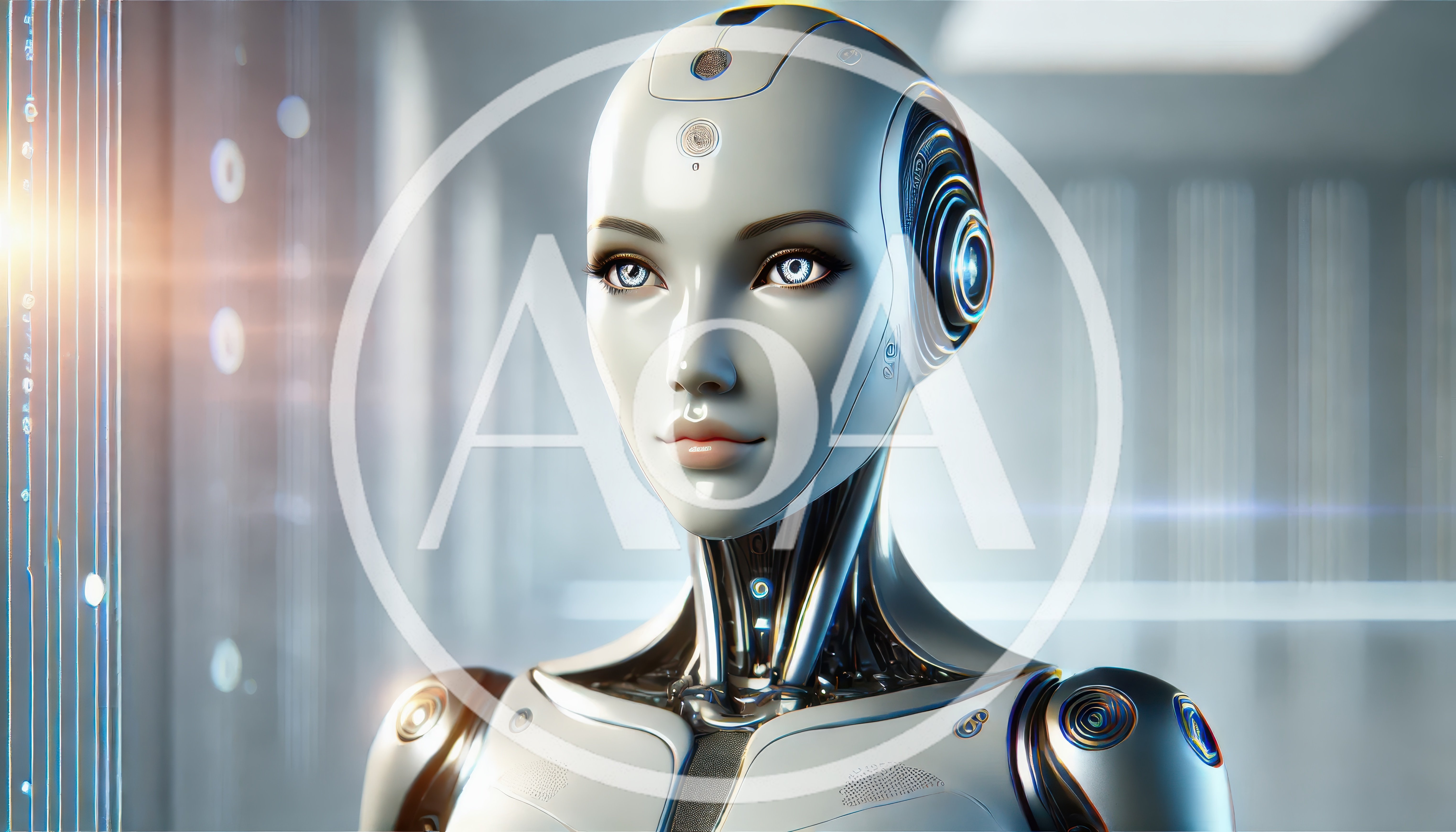 Futuristic Android Portrait In A High Tech Laboratory