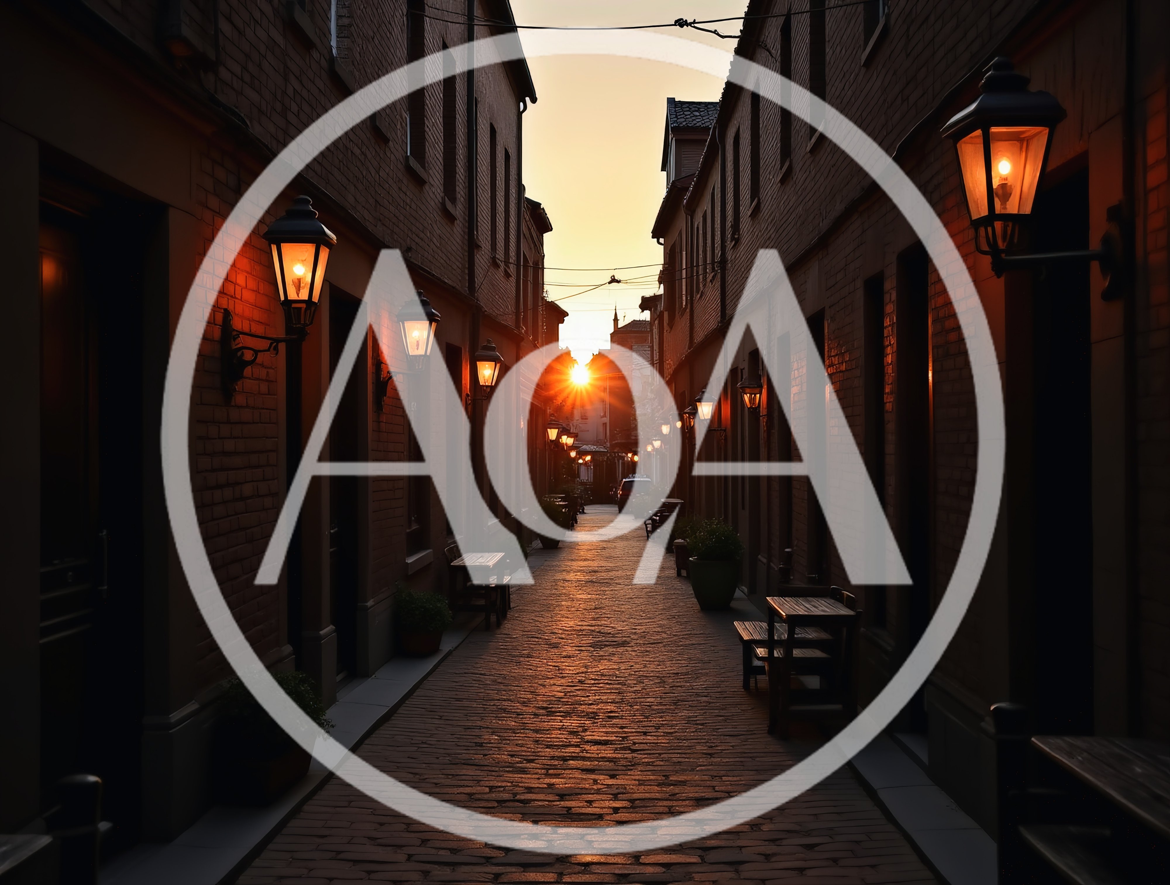 Narrow Cobblestone Alleyway at Sunset