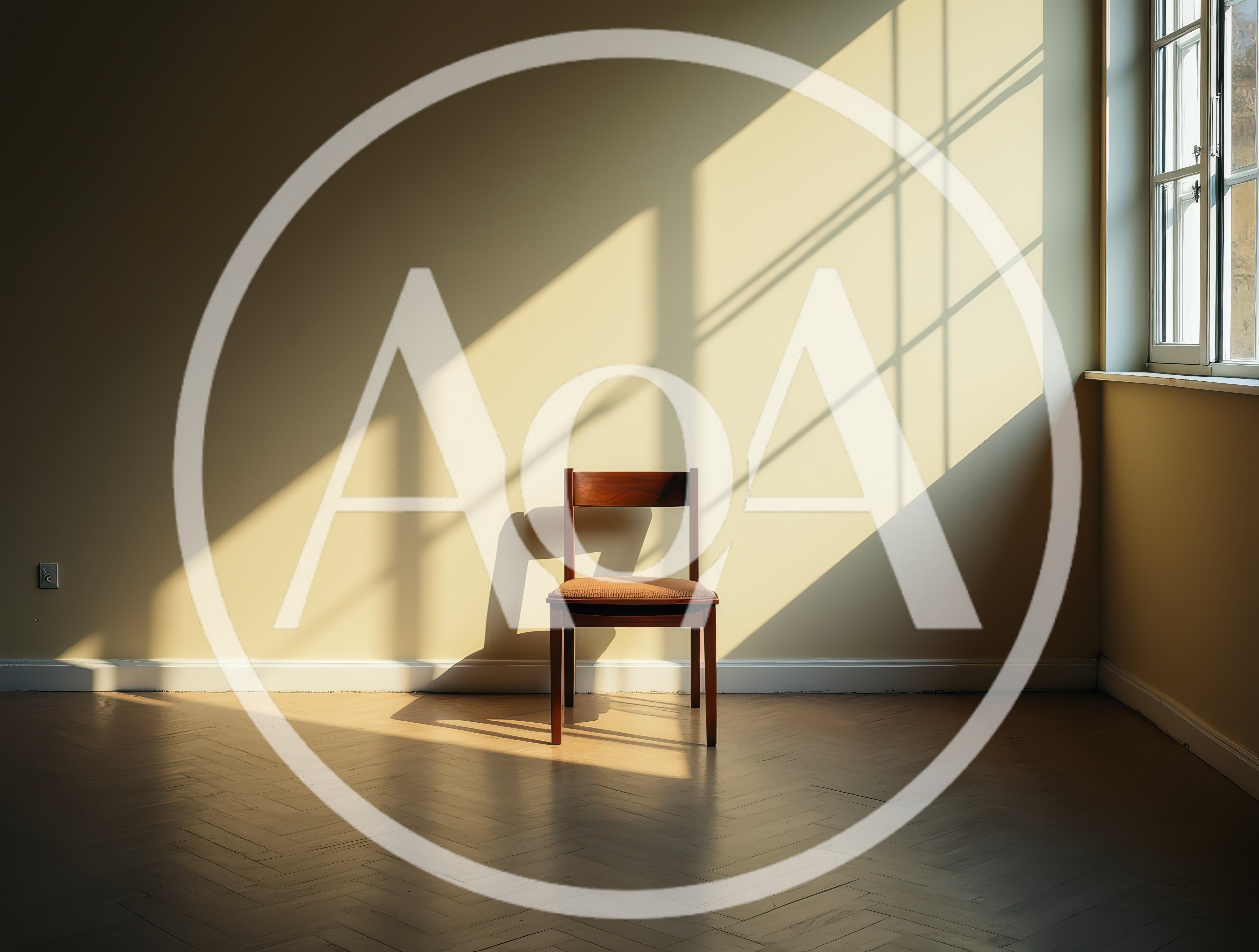 Single Wooden Chair In Sunlit Empty Room