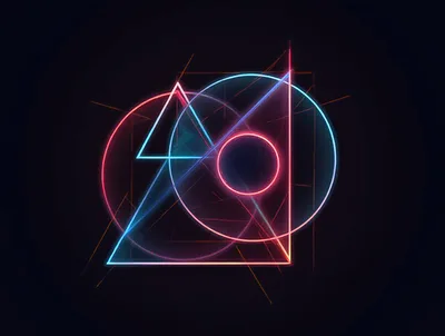 Abstract Neon Geometric Shapes On Dark Background