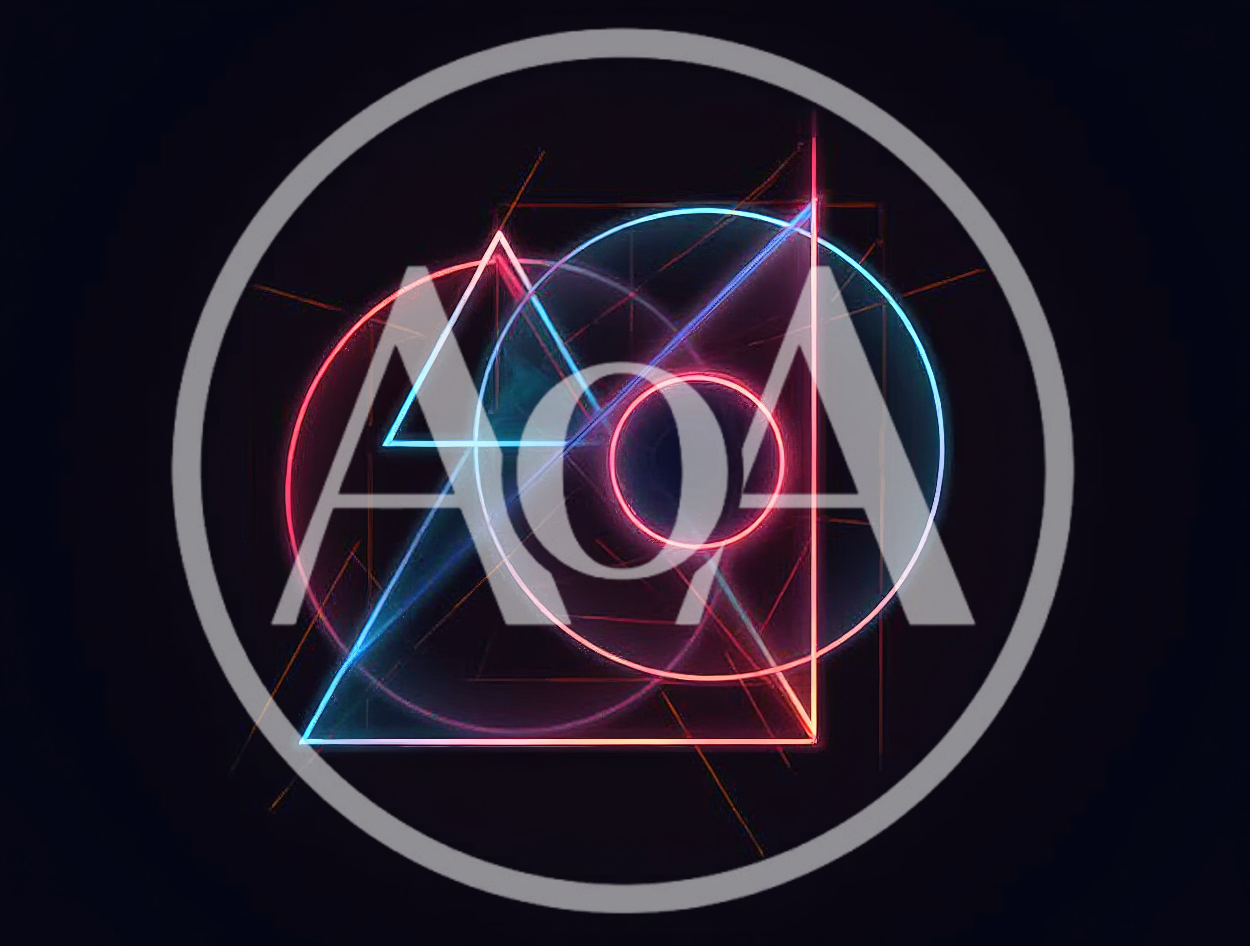 Abstract Neon Geometric Shapes On Dark Background