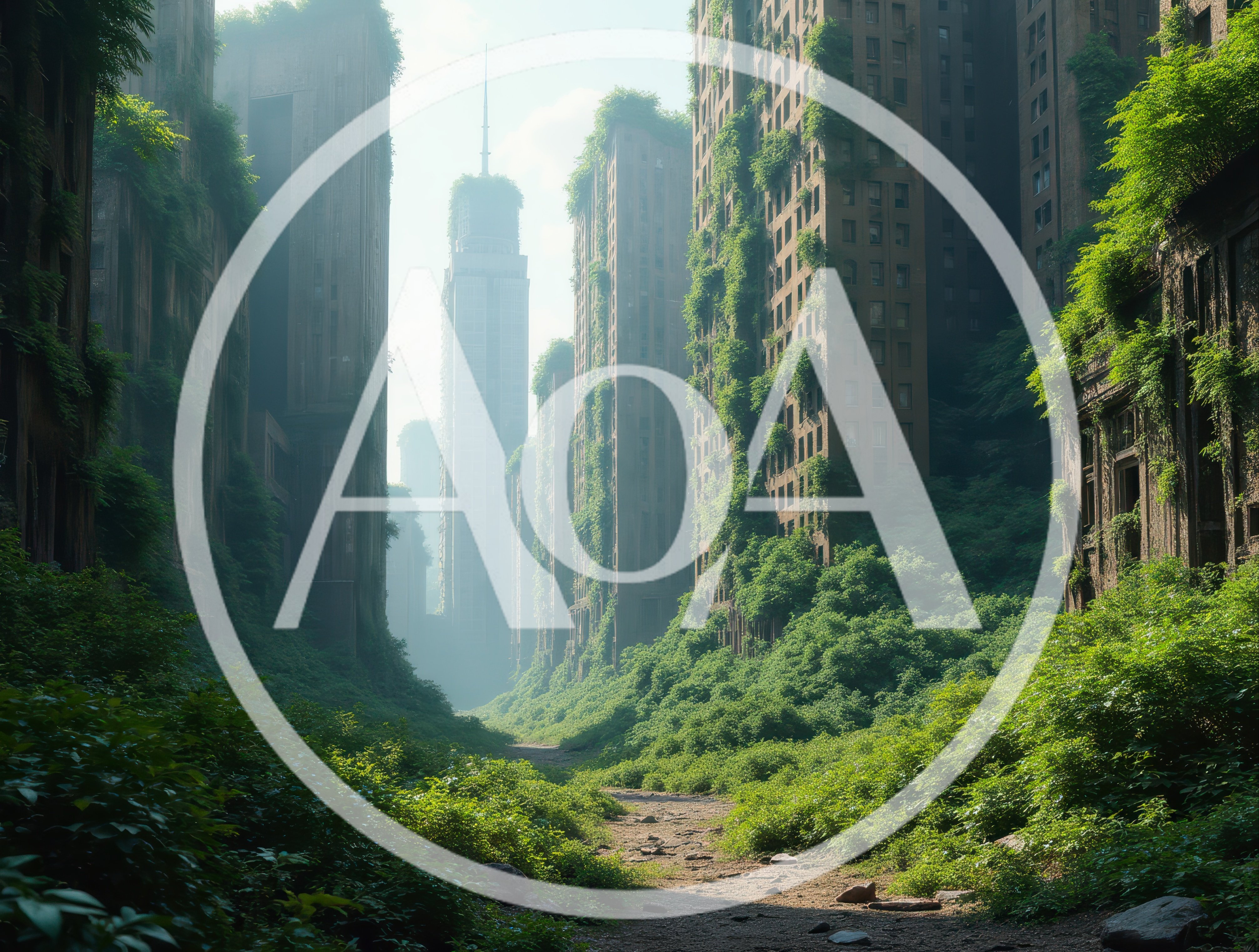 Post-Apocalyptic Cityscape Overgrown With Lush Green Vegetation
