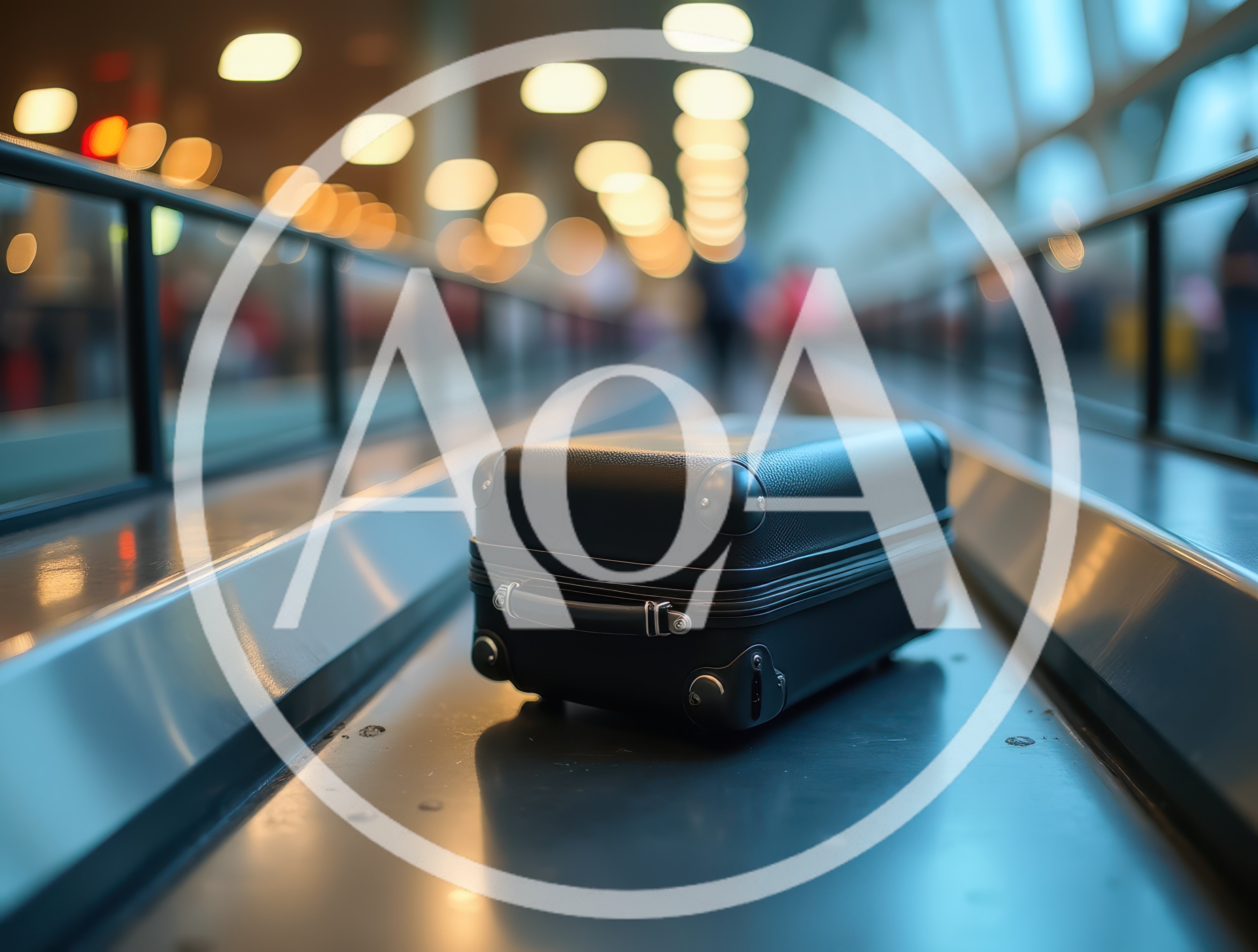 Black Suitcase Moving Along Airport Baggage Claim Carousel