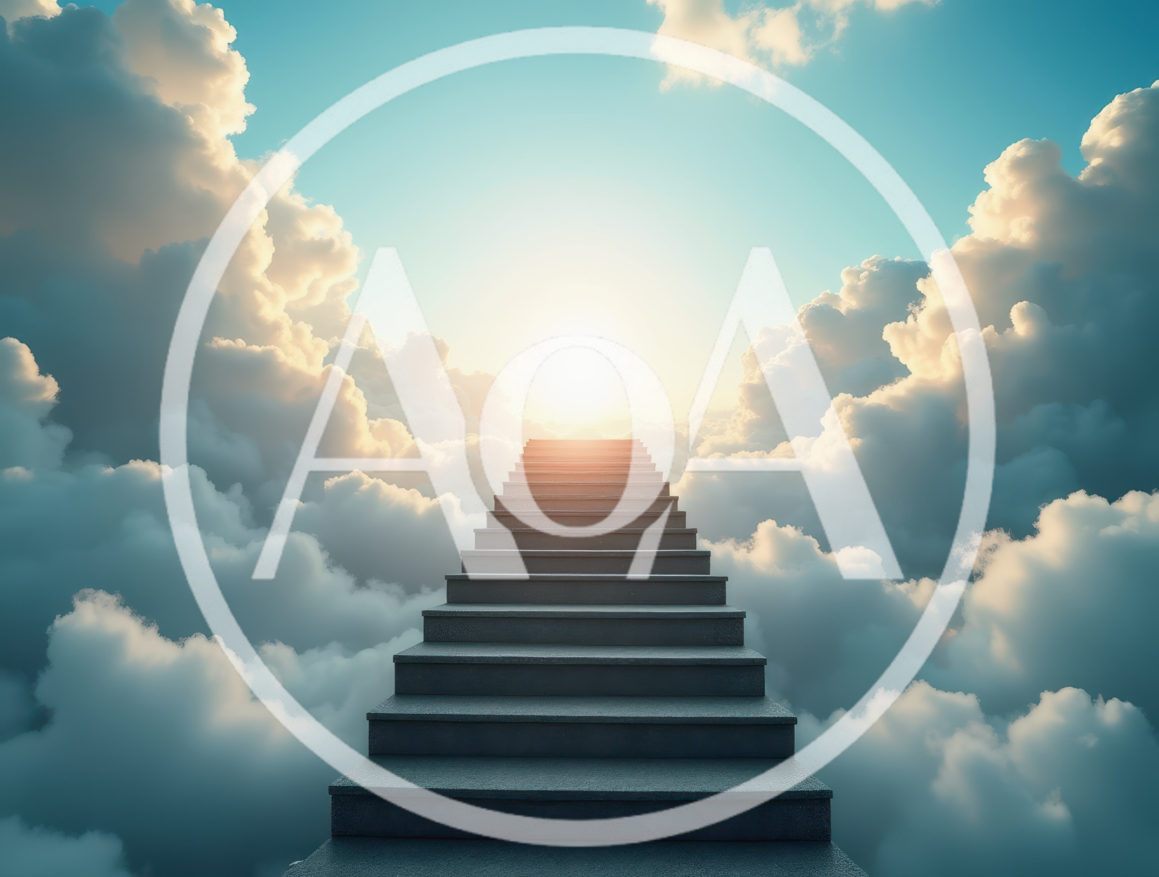 Stairway Leading Into Bright Sunlight Above Clouds