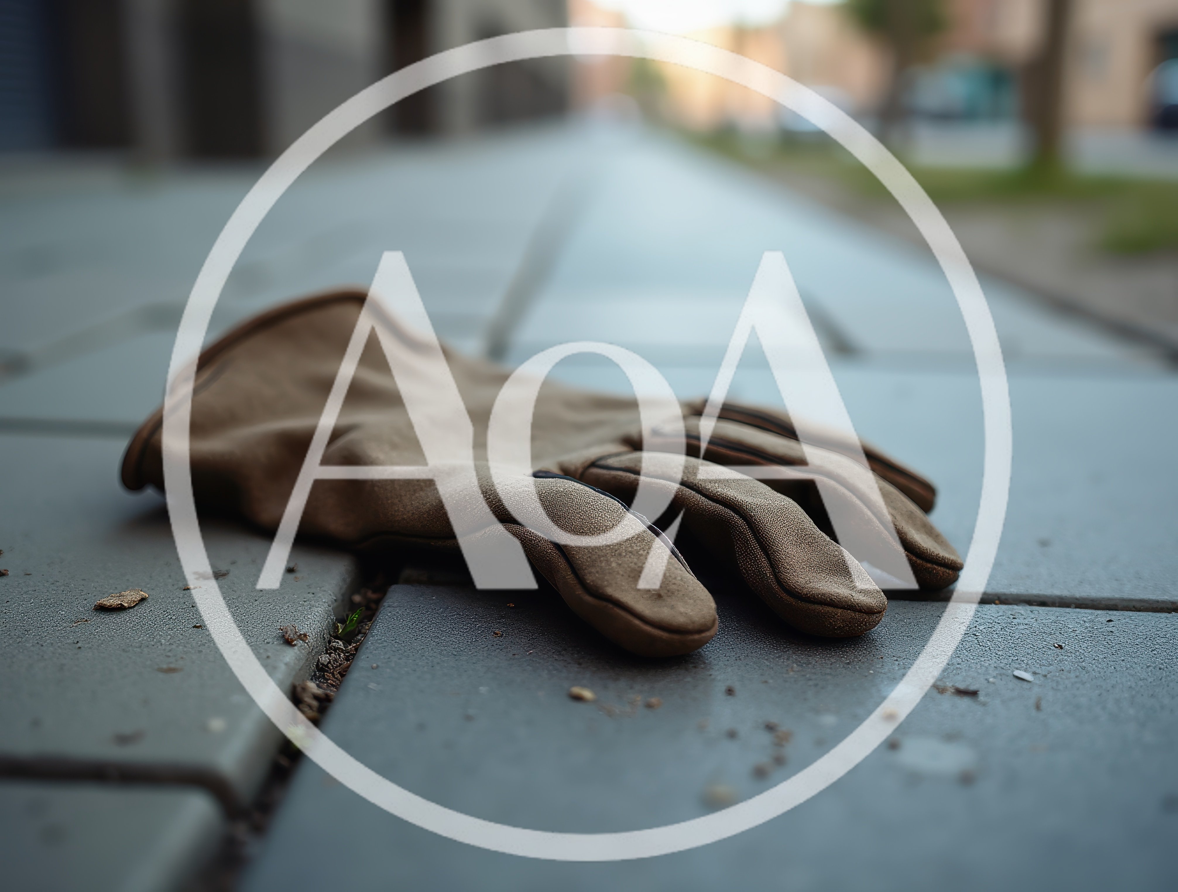 Single Brown Leather Glove Lost On City Sidewalk